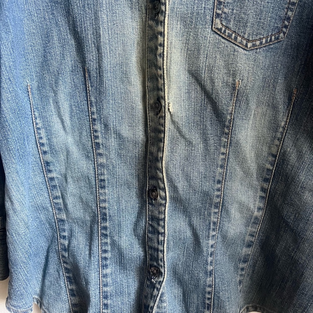 Gap Vintage Y2K Denim Shacket Blue Jean Jacket Faded Thrash Grunge Preppy Rodeo - Picture 4 of 9